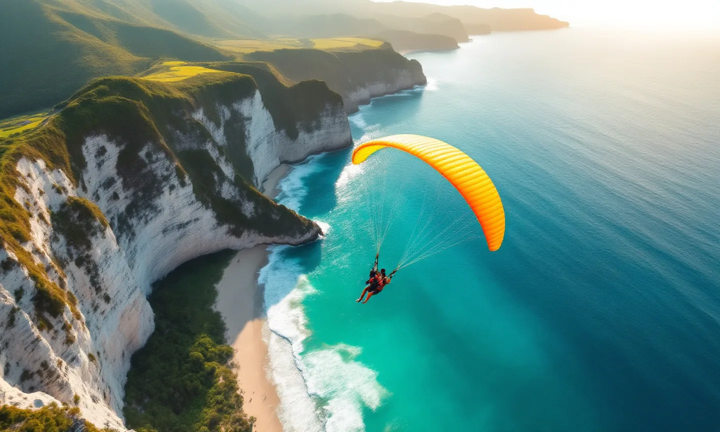 Bali Paragliding hero Paragliding over Timbis, Bali (AI-generated illustrative image)
